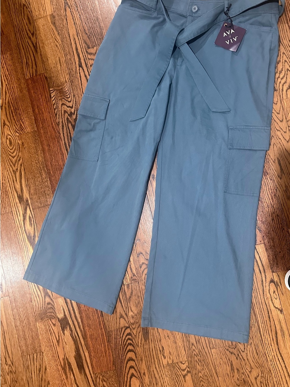 Ava & Viv Women's Wide-Leg Cargo Trousers in Slate Blue. Soft; New with tags!